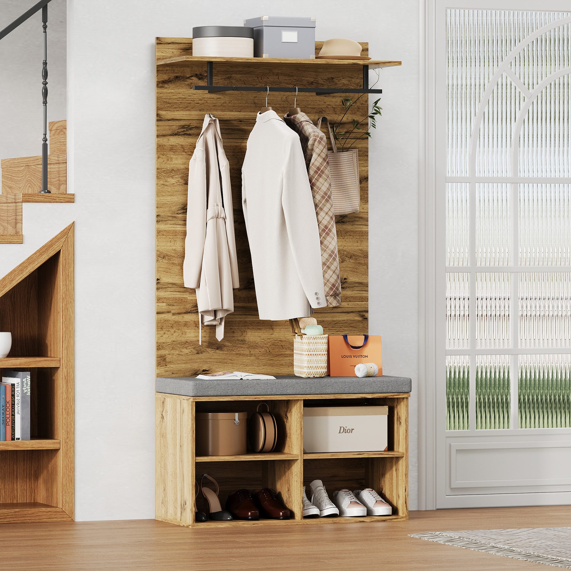 MODFU Garderoben-Set Kleiderschrank-Set, (Schuhbank, Schuhschrank, 1-St., günstig online kaufen