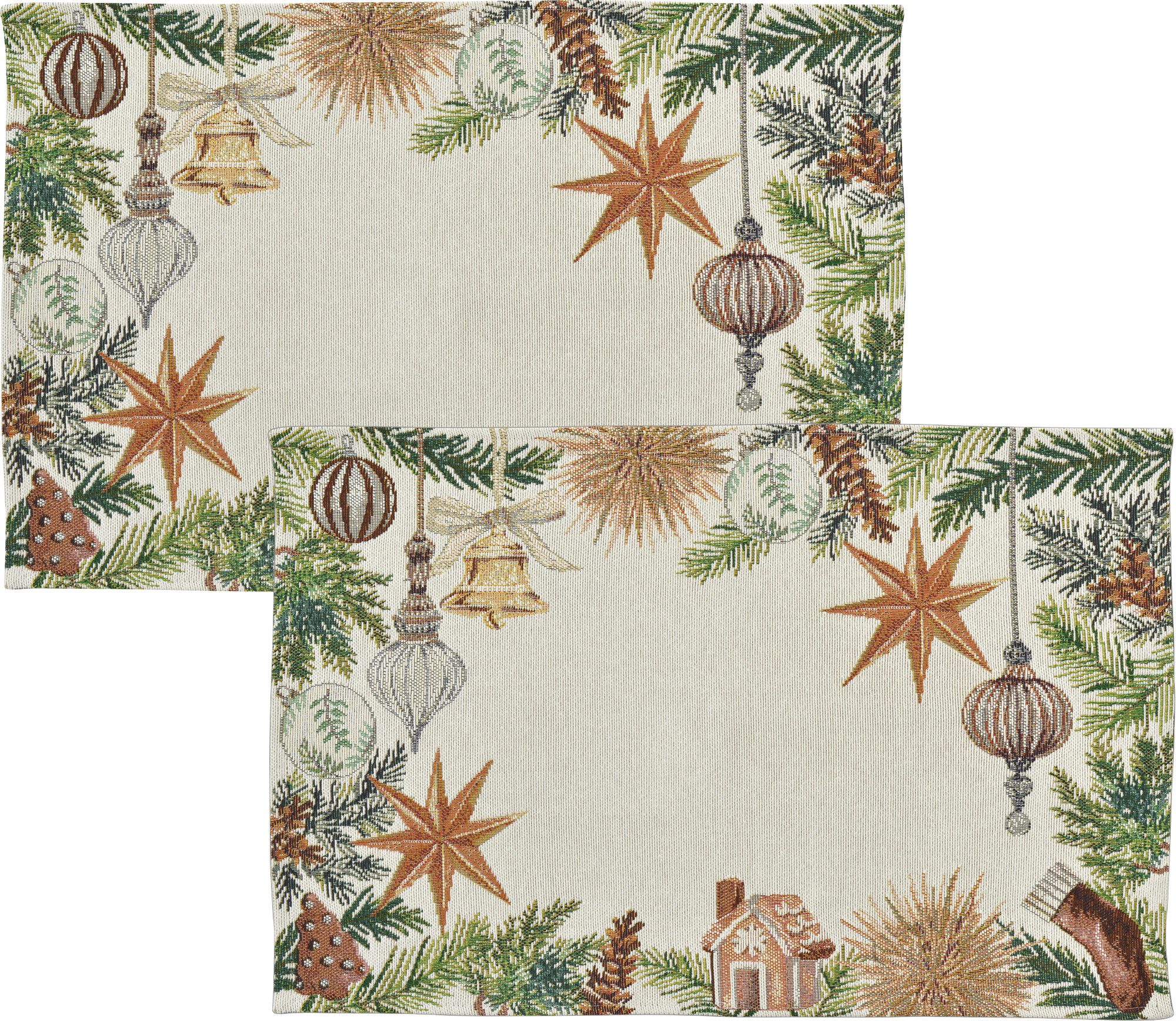 sander table + home Platzset Tischset "Xmas Decor" 2er-Pack, Gobelin Motiv
