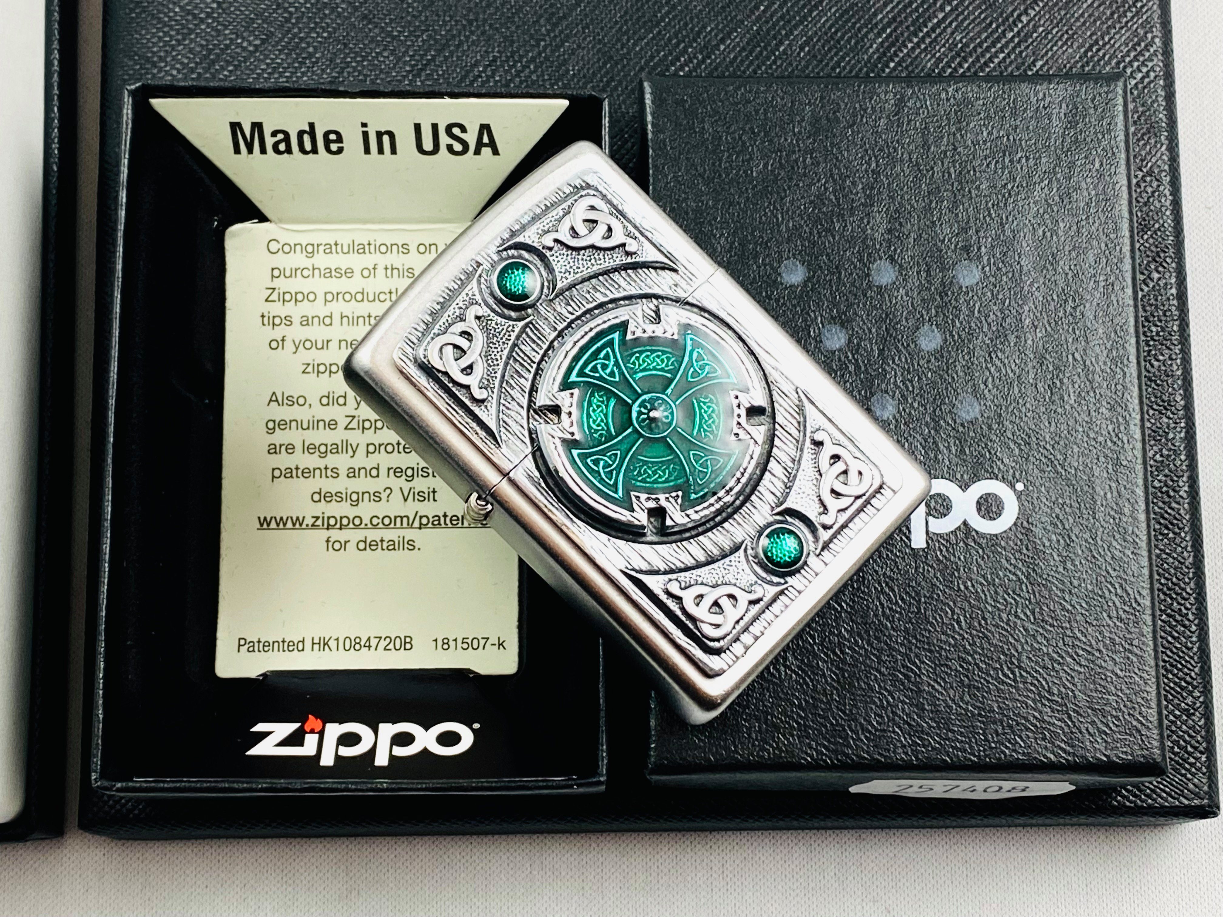 Zippo Feuerzeug Feuerzeug Celtic Green Cross Nordisches Kreuz Geschenkset