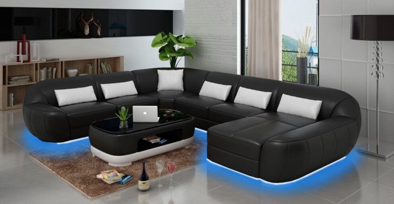 Polster Garnitur Wohnlandschaft Ledersofa Modernes Sitz Couch JVmoebel Ecksofa Ecksofa