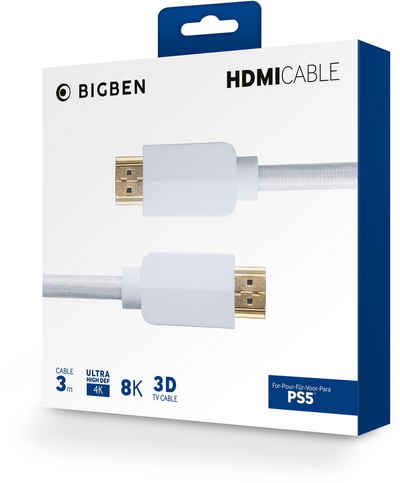 BigBen HDMI Kabel 2.1 Kabel für 4K ULTRA HD / 8K 3 Meter weiß BB008630 HDMI-Kabel
