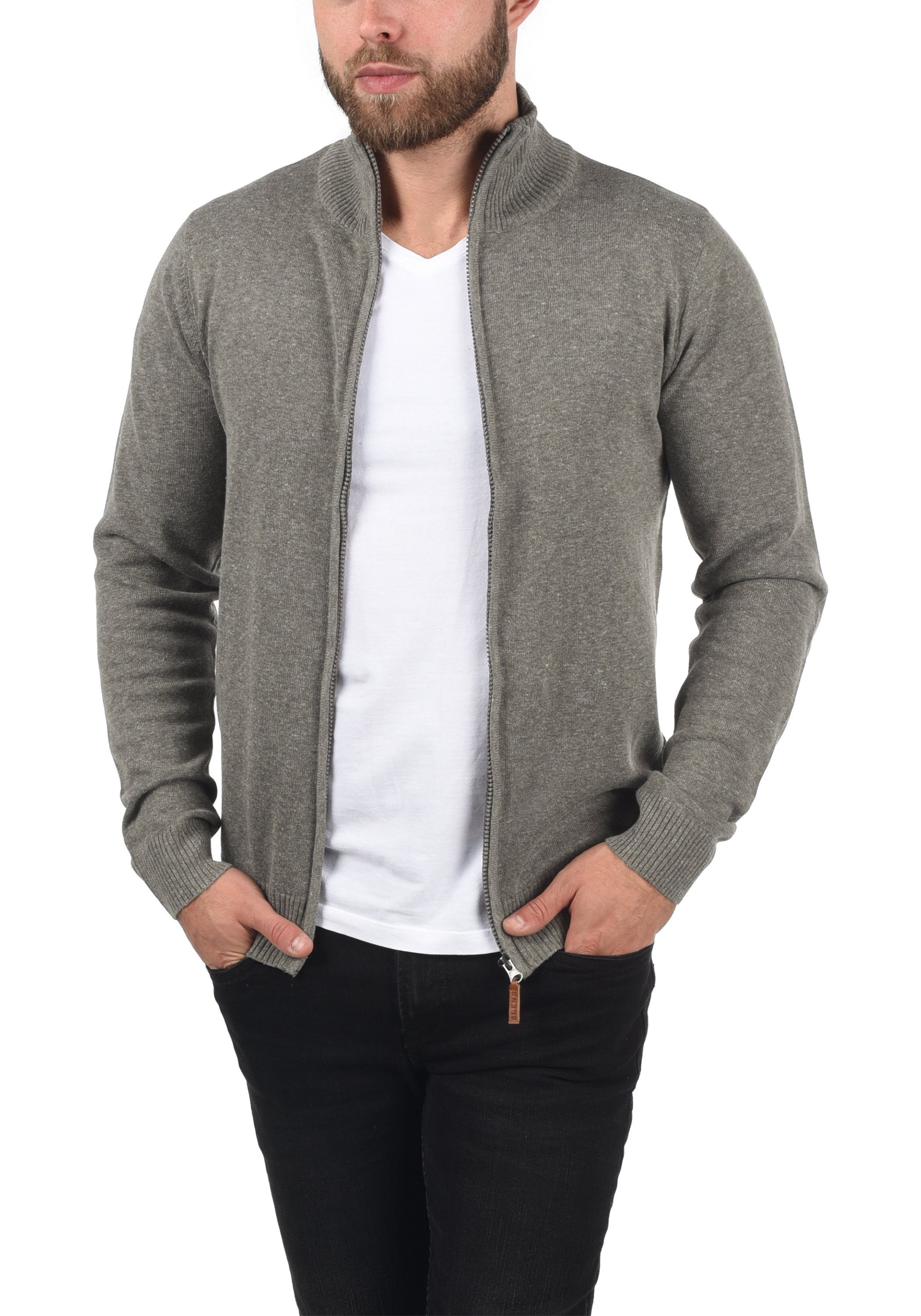 Blend Strickjacke BHNorman Bequeme Feinstrick-Jacke mit Stehkragen und elastischen Bündchen