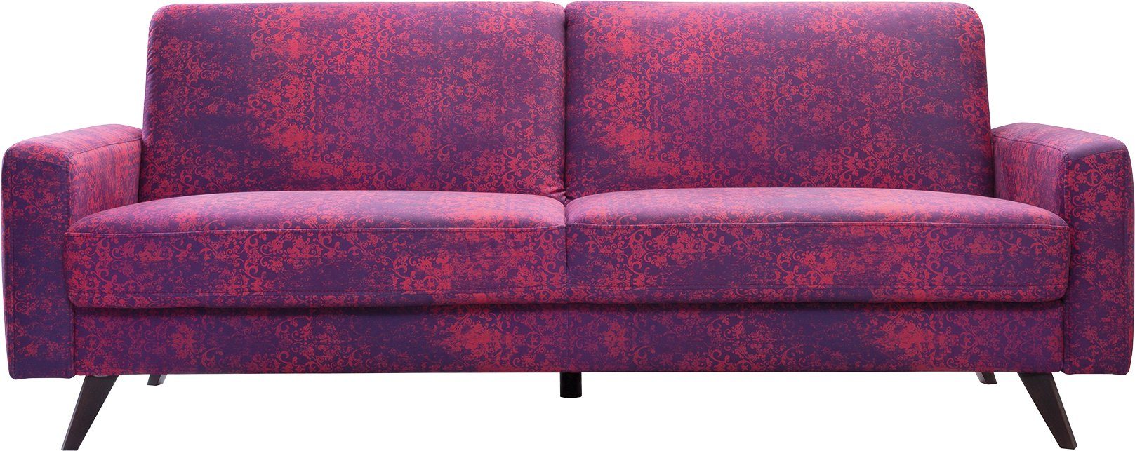 exxpo - sofa fashion 3-Sitzer, mit Schlaffunktion, Bettkasten und Holzfüße wine