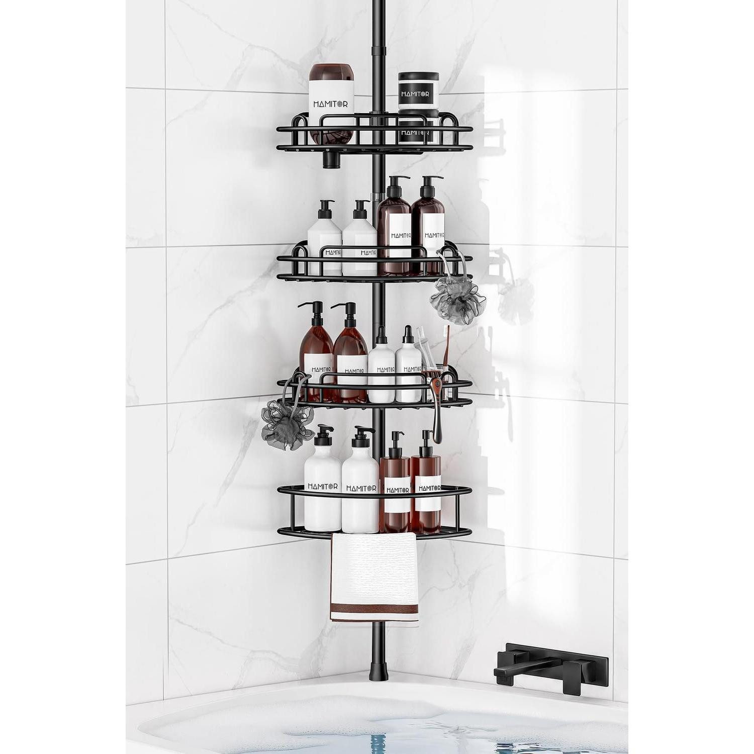 LuxusKollektion Duschkorb Duschablage Ecke Metall 4-stufig Schwarz (1 St)
