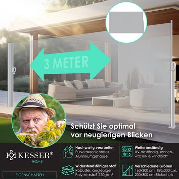 KESSER Seitenmarkise Alu-Seitenmarkise Ausziehbar & Blickdicht Garten-Sichtschutz