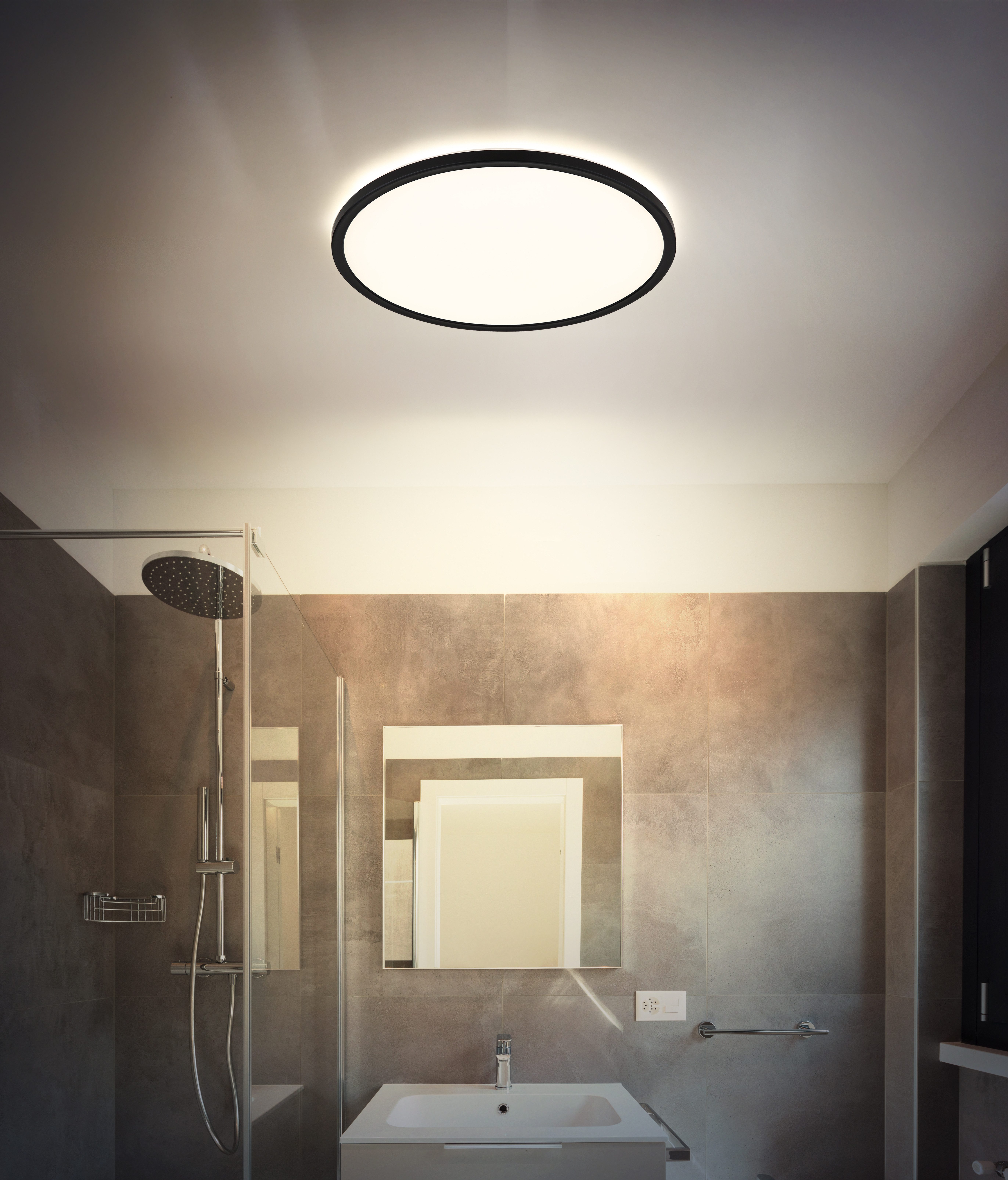GLOBO LIGHTING Deckenleuchte SAPANA, LED fest integriert, Deckenleuchte Schwarz, Kunststoff, dimmbar, Memory, LED 24W