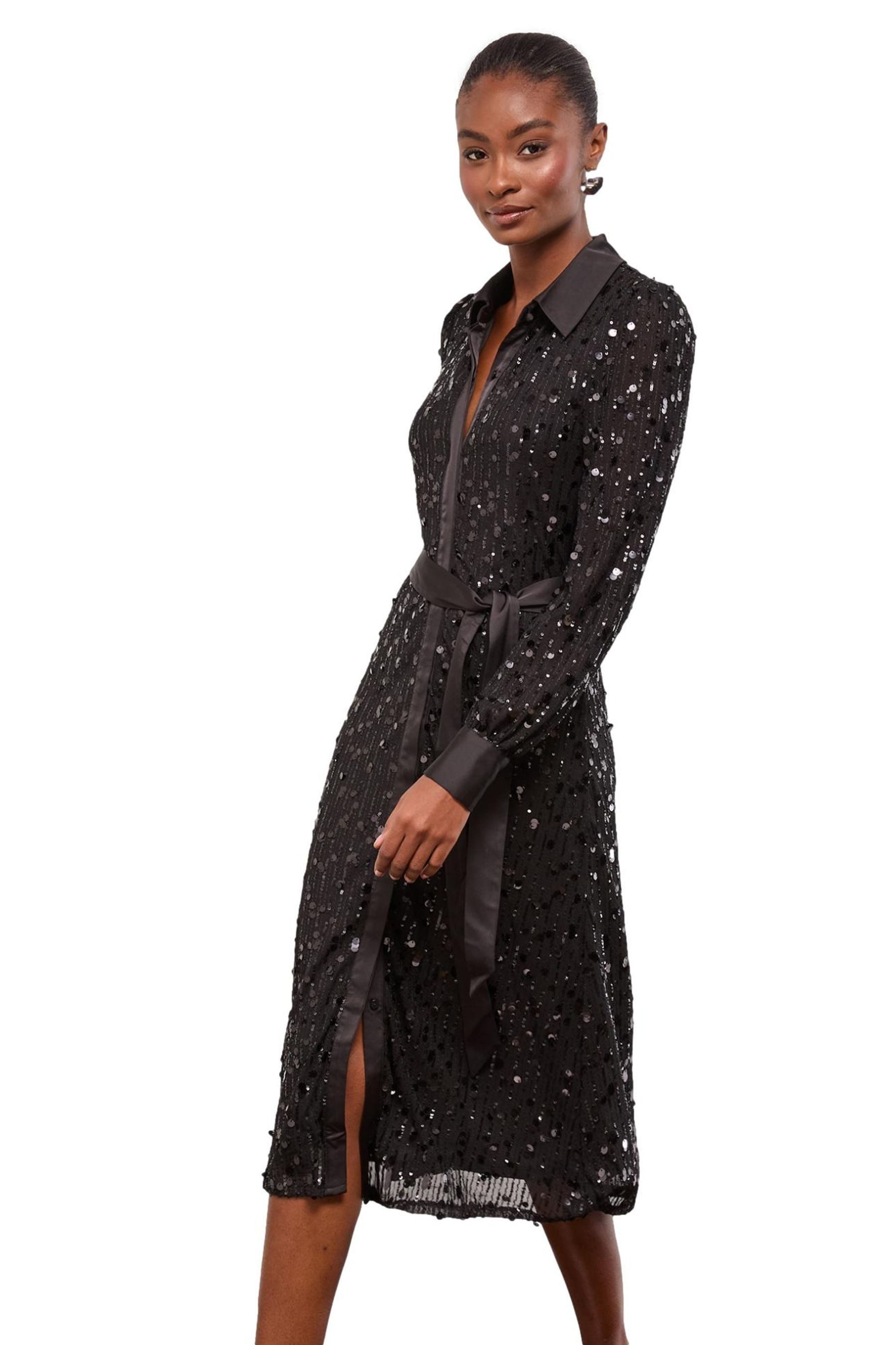 LIPSY Hemdblusenkleid Lipsy Pailletten-Hemdkleid mit Gürtel, Regular (1-tlg)