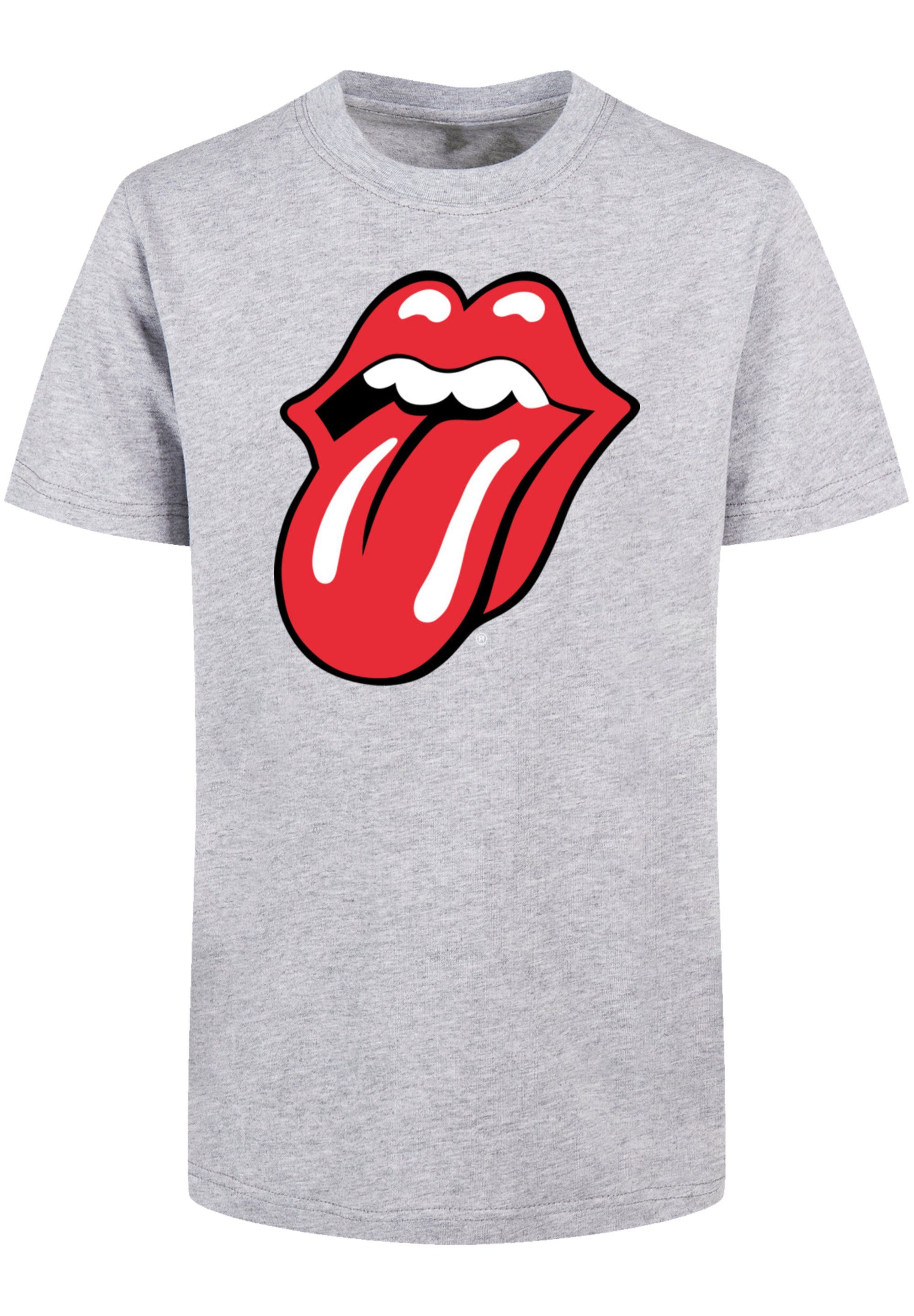 Tongue F4NT4STIC Classic Rolling Fit Rundhalsausschnitt Print, und gerippten Stones T-Shirt The mit Regular