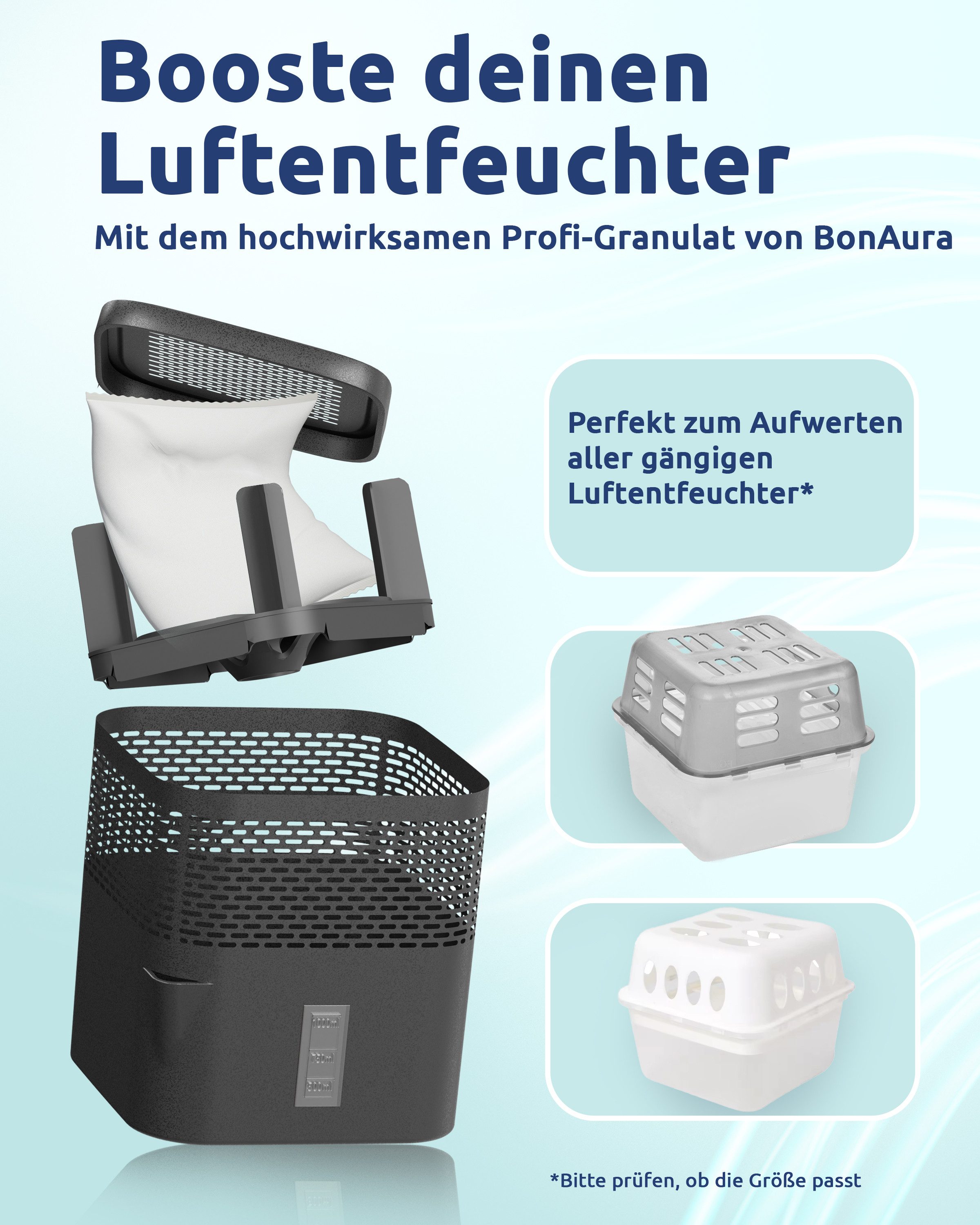 BonAura Luftentfeuchter-Nachfüllpack Entfeuchter Granulat im Vliesbeutel, 2er-, 4er- oder 6er Set, 450g pro Stk., Geruchsneutral – Bild 5 von 5