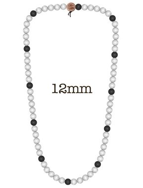 WOOD FELLAS Halsband WOOD FELLAS Mode-Schmuck coole Holz-Kette Deluxe Pearl Necklace Hals-Schmuck Weiß/Schwarz