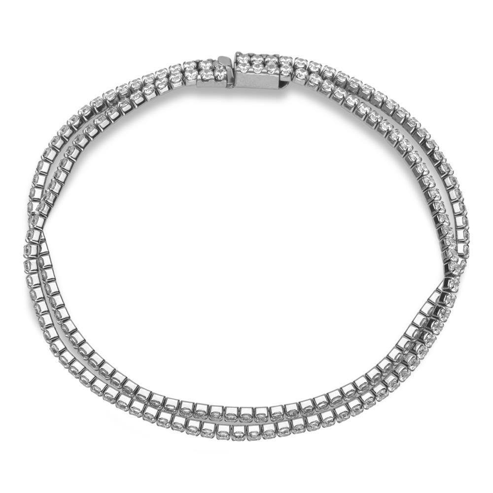 Unique Edelstahlarmband Zweireihiges Edelstahl-Armband silber Zirkonia günstig online kaufen