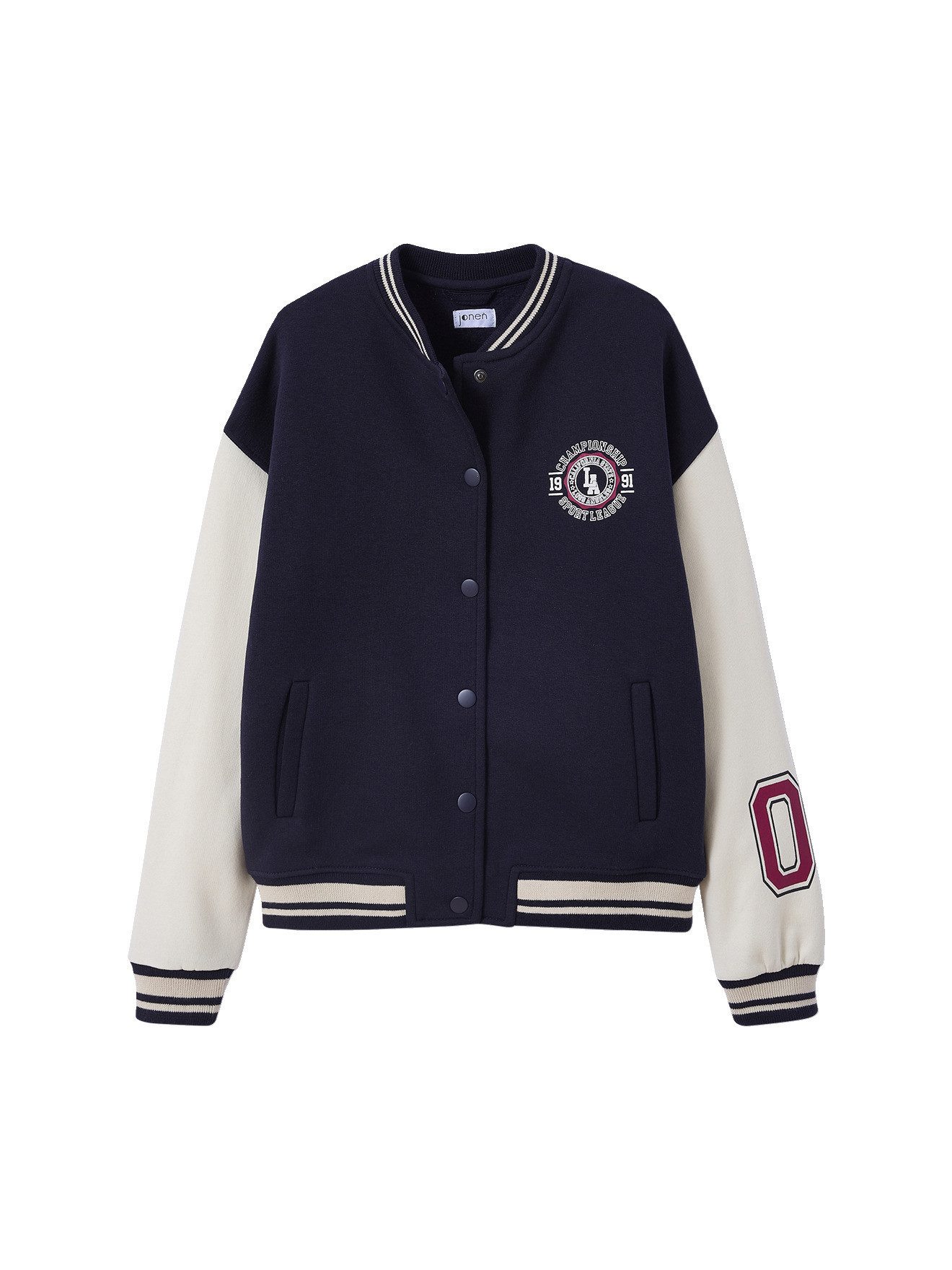 jonen Sweatjacke College-Sweatjacke mit Kontrastärmeln Mädchen