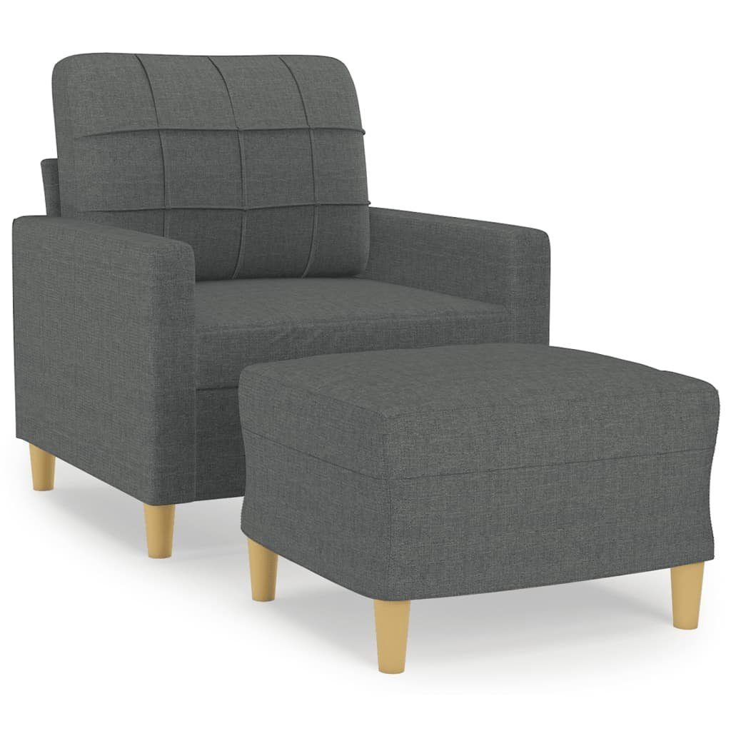 60 Sofa Stoff mit Sessel vidaXL Dunkelgrau Hocker cm
