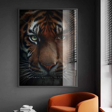 DOTCOMCANVAS® Acrylglasbild Tiger Fusion - Acrylglas, Acrylglasbild Tiger Fusion Motivation Fokus Geduld Dominanz