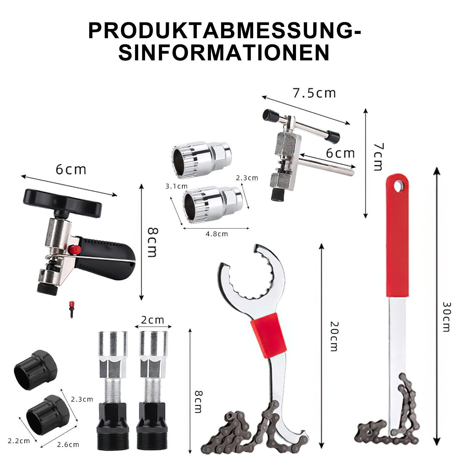 HEYHIPPO Bicycle Repair Kit, 10-Piece Bicycle Repair Tool Set, Chain Cutter Disassembly Tool, 10-Piece Chain Wrench, Chain Breaking Tool with Ergonomic Handle Design, Mountain Bike Tool Set, Chain Fixing, Bottom Bracket Gear Disassembly