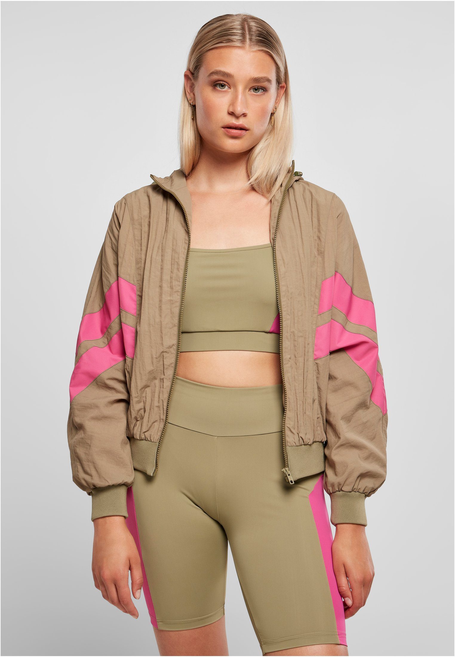 Batwing CLASSICS (1-St) Crinkle khaki/brightviolet Damen Outdoorjacke Jacket URBAN Ladies