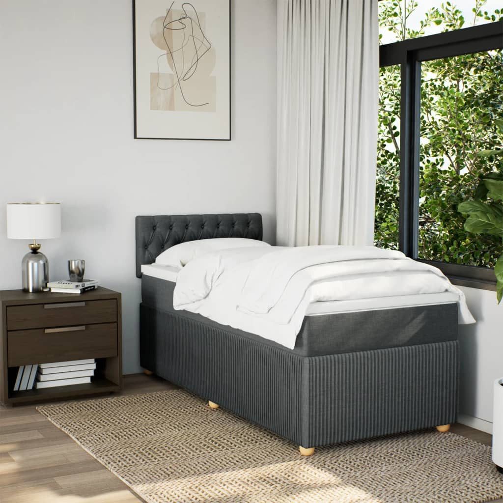 vidaXL Bett Boxspringbett mit Matratze Dunkelgrau günstig online kaufen