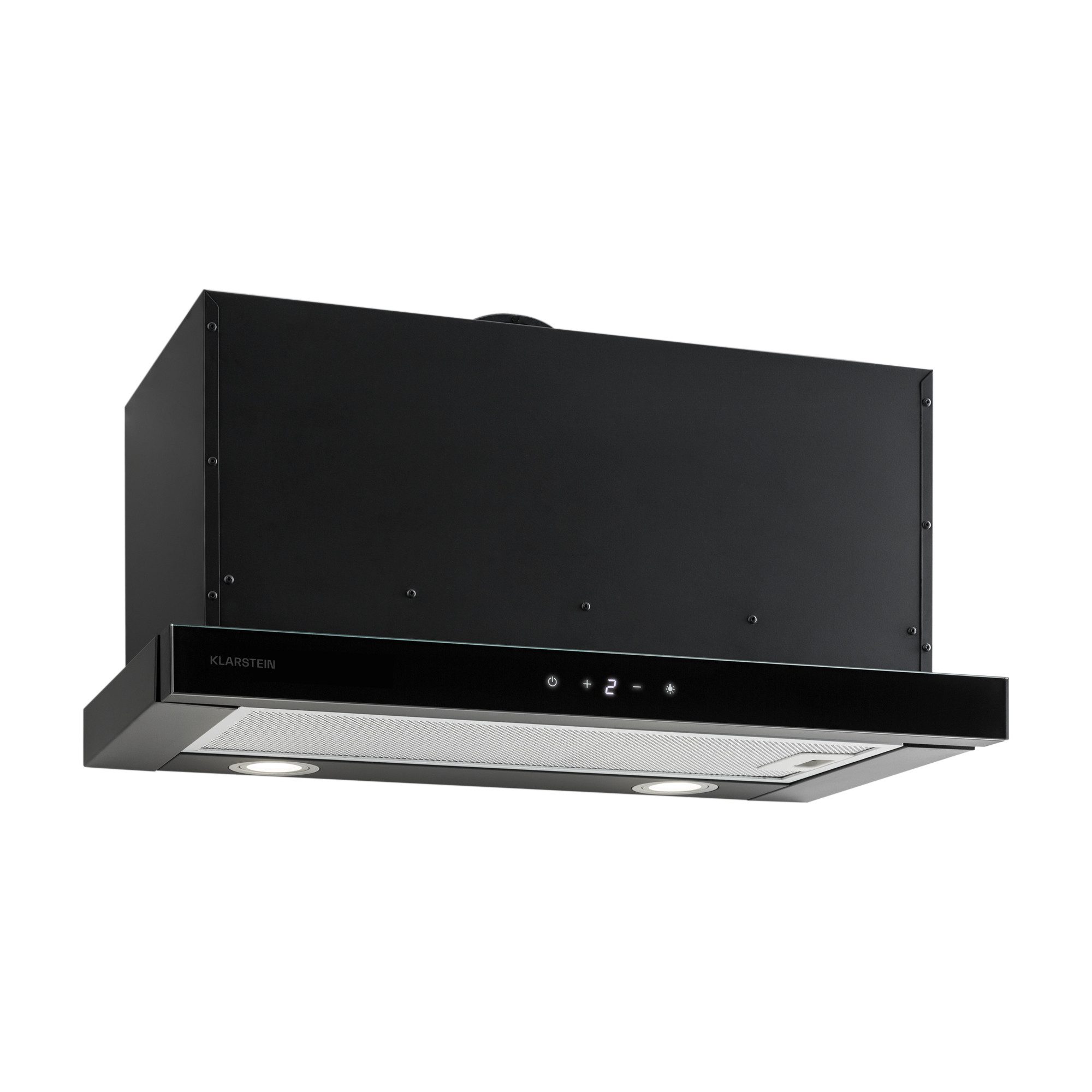 Klarstein Deckenhaube Vinea Serie Vinea Unterbau-Dunstabzug Flachschirm 60 cm 610 m³/h 3 Stufen schwarz Vinea, Unterbauhaube Einbauhaube 60 cm mit Halogen 3 Geschwindigkeiten