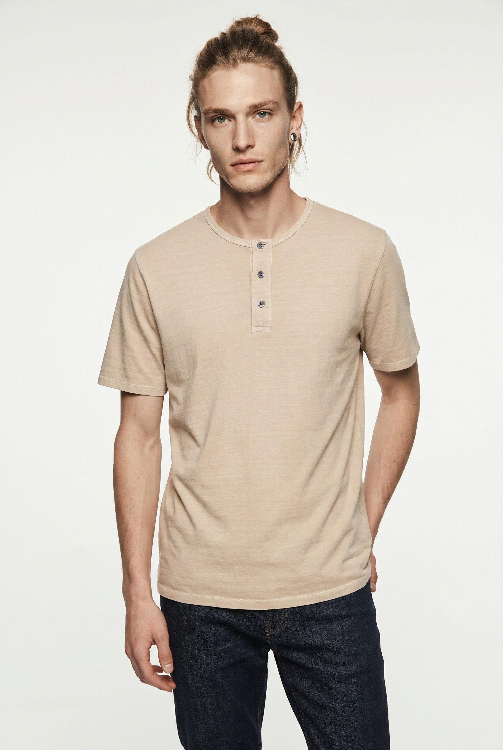 T-Shirt JPRBLUAMAN SS HENLEY TEE SMU