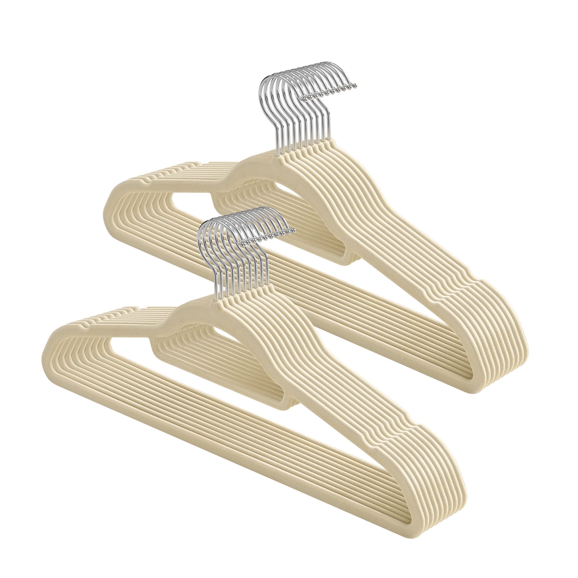 SONGMICS Kleiderbügel 20/50er Set rutschfest, (20-tlg), 0,6 cm dick, 360° drehbarer Haken, kleine Stange für Krawatten, Bügel