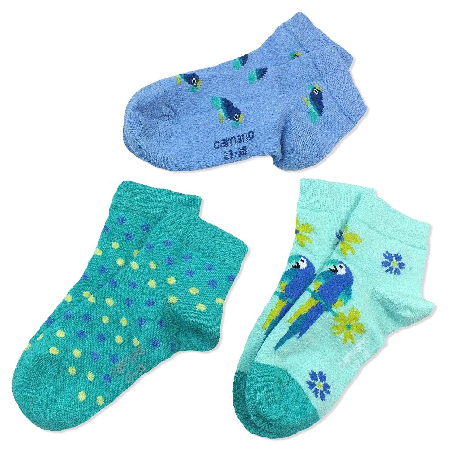 Camano (Packung, Kinder CA3839 Mädchen Sneakersocken 3-Paar, Paar) Sneakersocken Quarter-Socken Jungen Baumwolle Socken 3