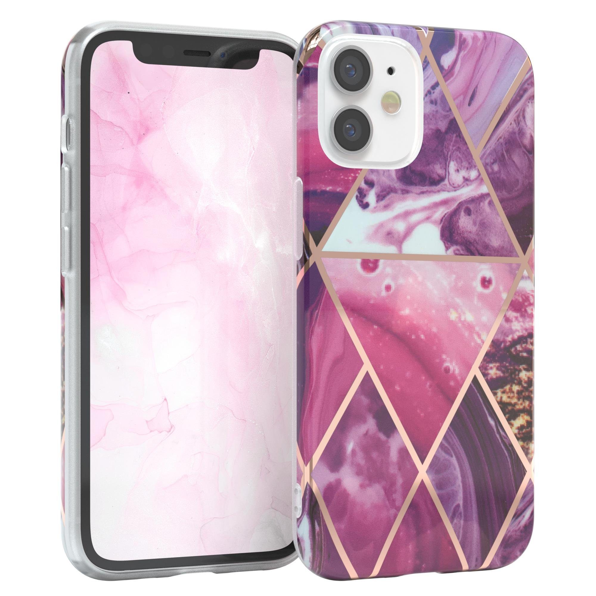 EAZY CASE Handyhülle IMD Motiv Cover für Apple iPhone 12 Mini 5,4 Zoll, Dünne Handy Schutzhülle mit Kameraschutz Slim Backcover Violett Beere