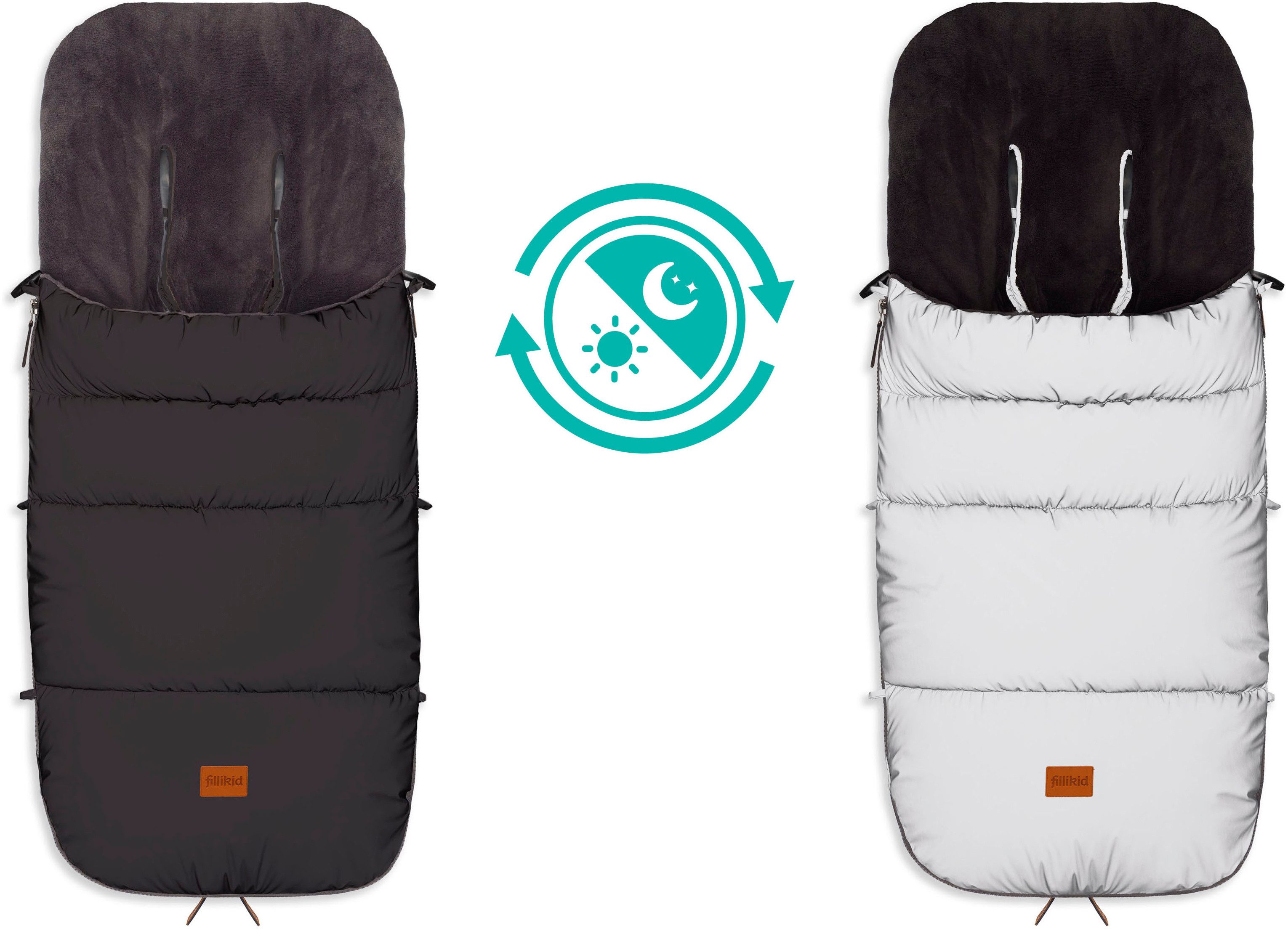 Fillikid Fußsack Kinley Reflect Winterfußsack, schwarz, aus reflektierendem Material, für bessere Sichtbarkeit bei Dunkelheit