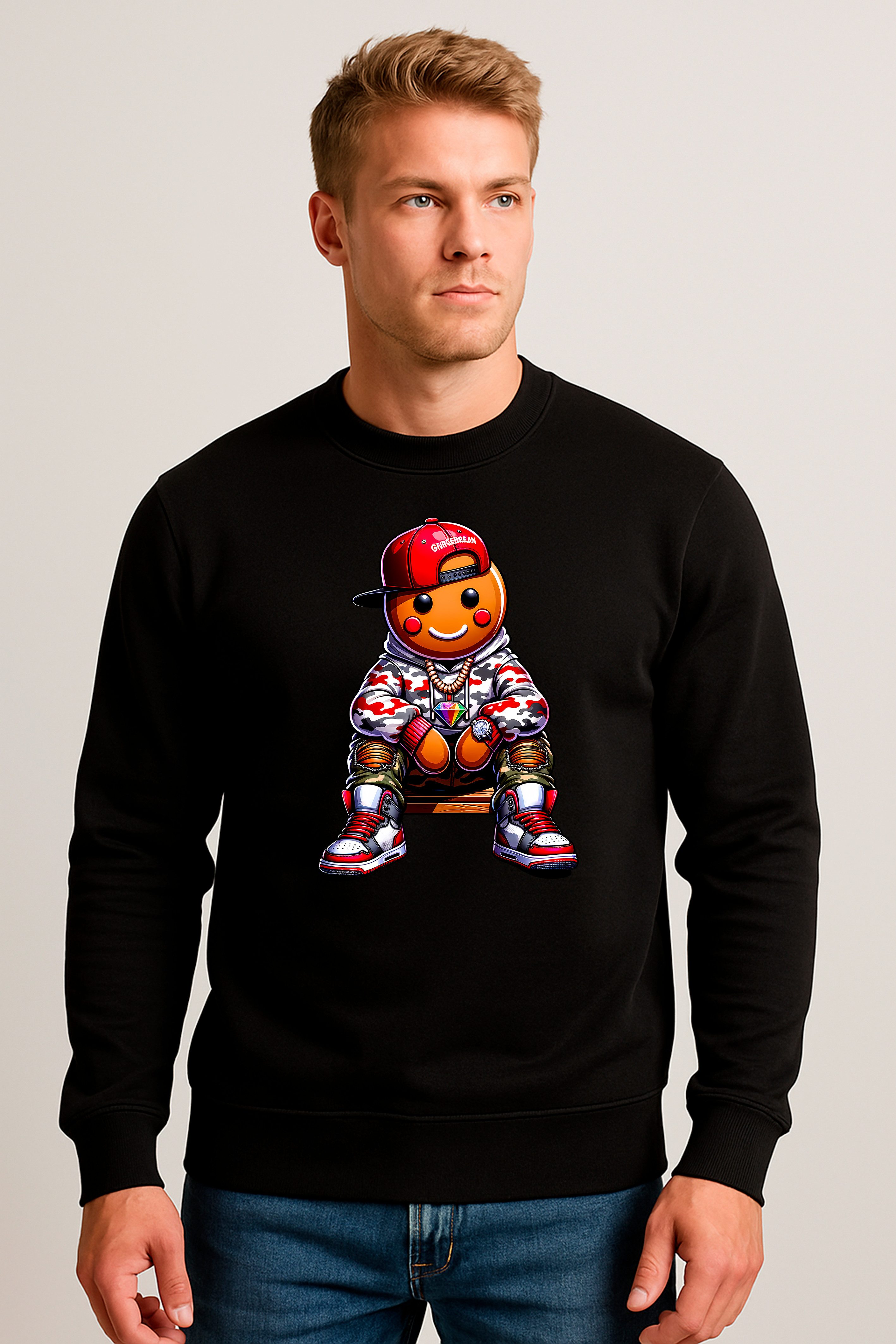 Banco Weihnachtssweatshirt Herren Weihnacht Pullover Rundhals mit Weihnachtsmotiven Winter Weihnachtliches Design mit Streetstyle-Charakter