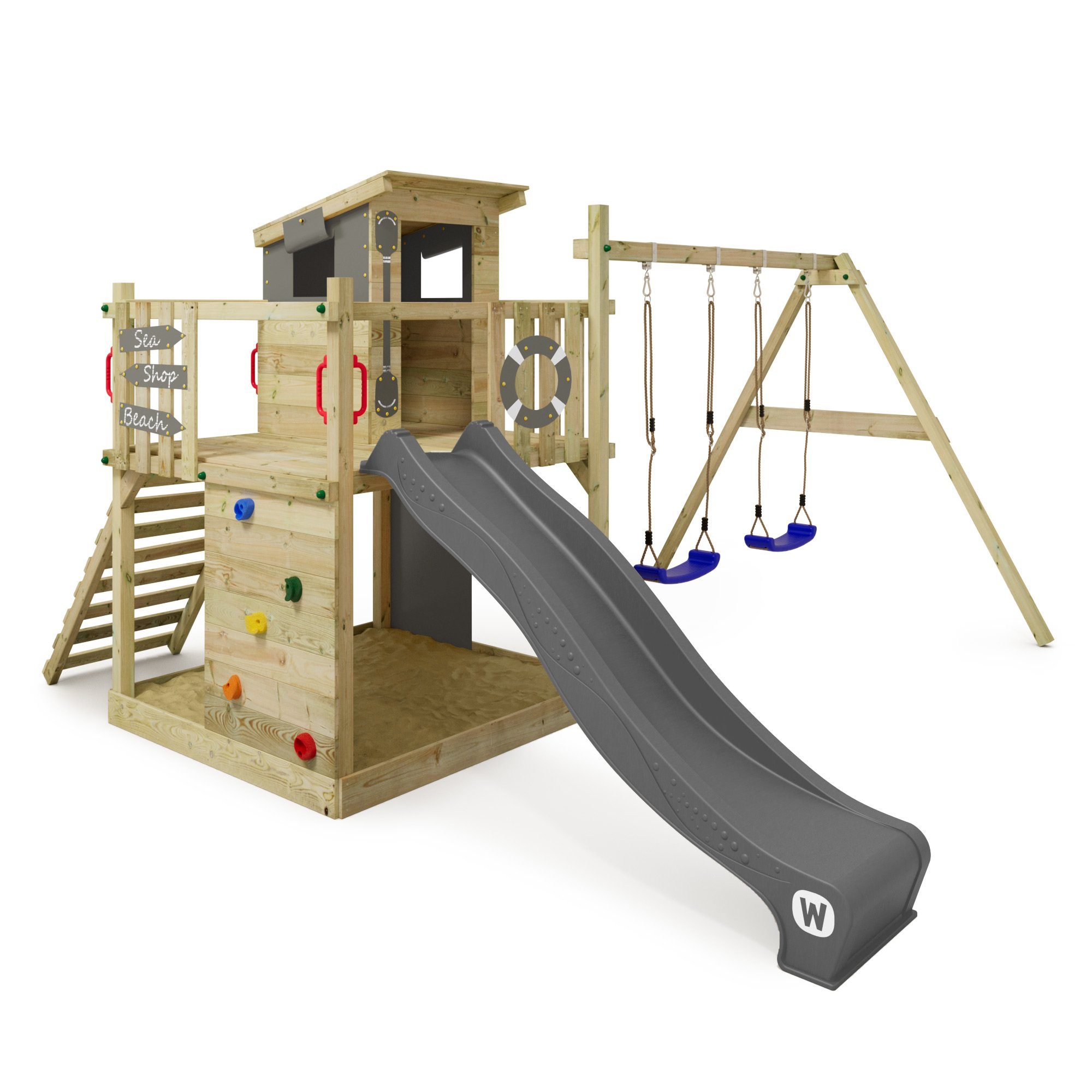 Spielturm Smart Camp – Kletterturm mit Rutsche, Schaukel & Spielhaus