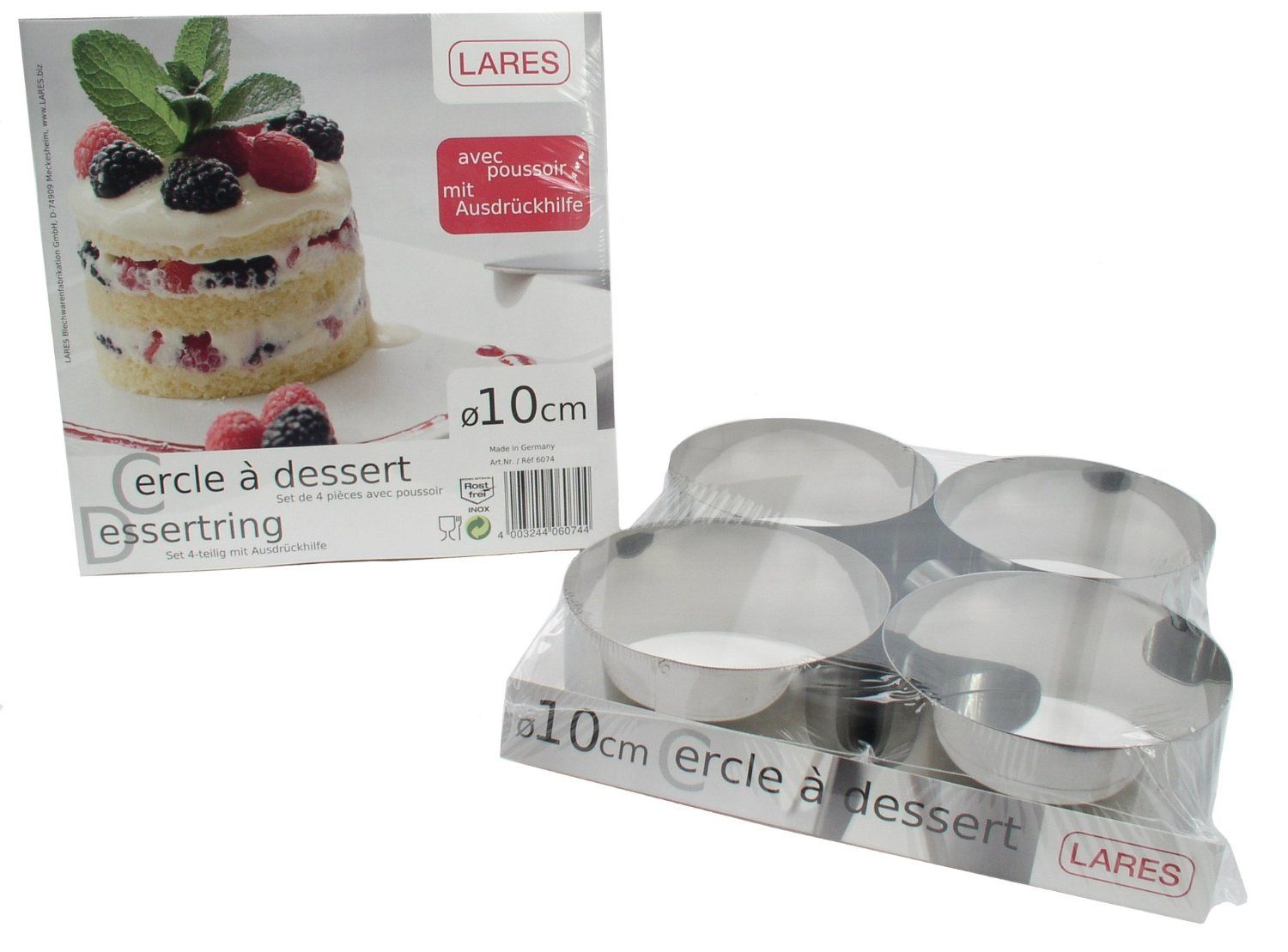 Speisering Dessertring 4er Set mit Ausdrückhilfe Ø ca. 10 cm