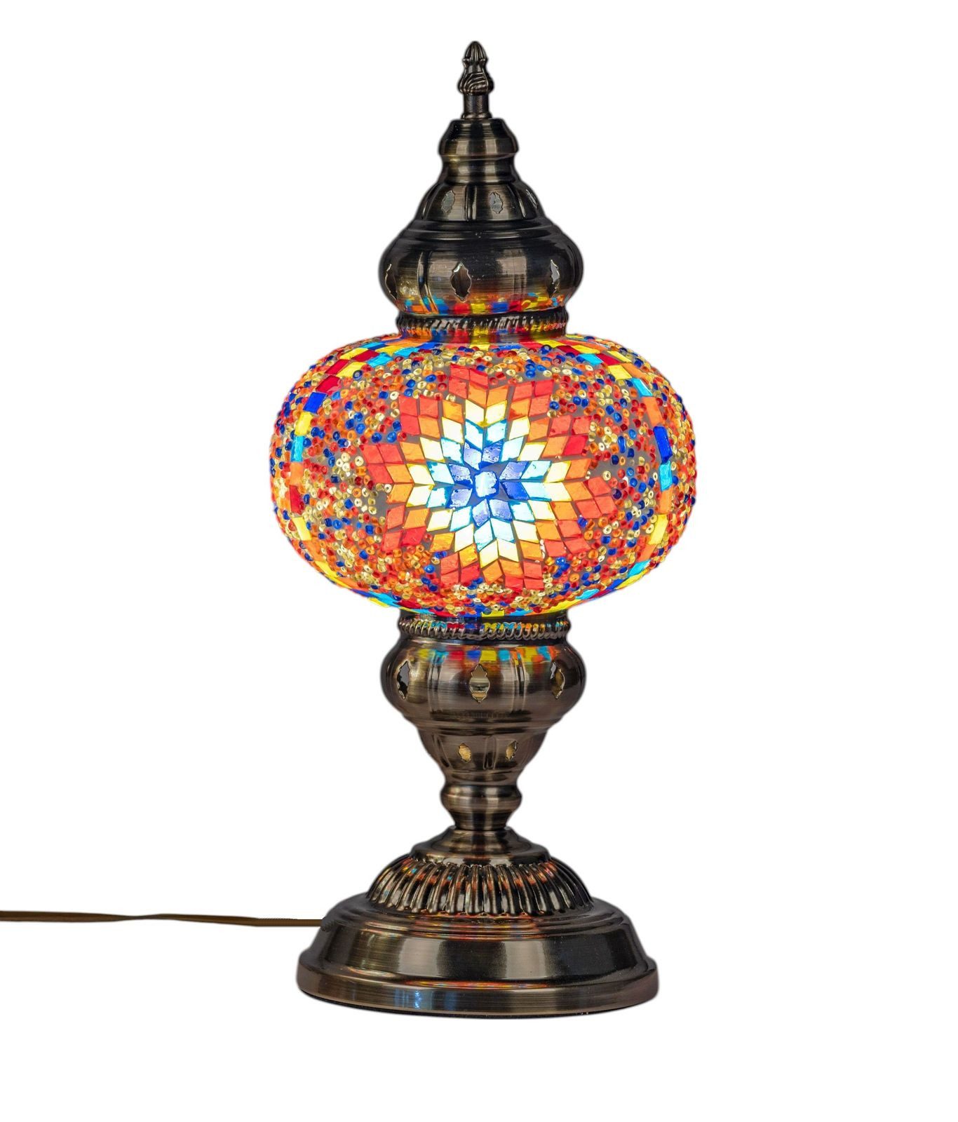 Tischleuchte Marokko Mosaik Tischlampe orientalisch 42cm Lampe Metall & buntem Glas