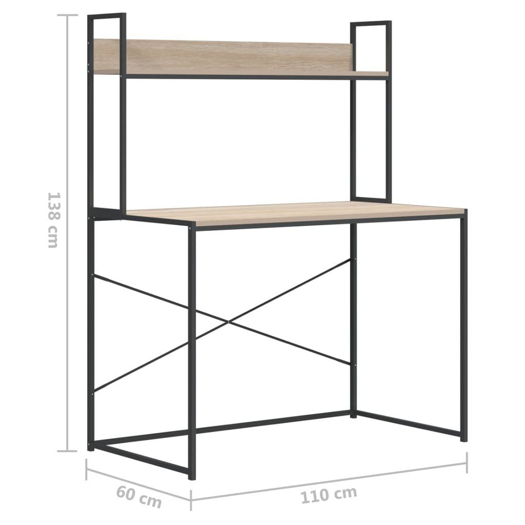 Schreibtisch Computertisch furnicato Eiche-Optik Holzwerkstoff 110x60x138cm Schwarz