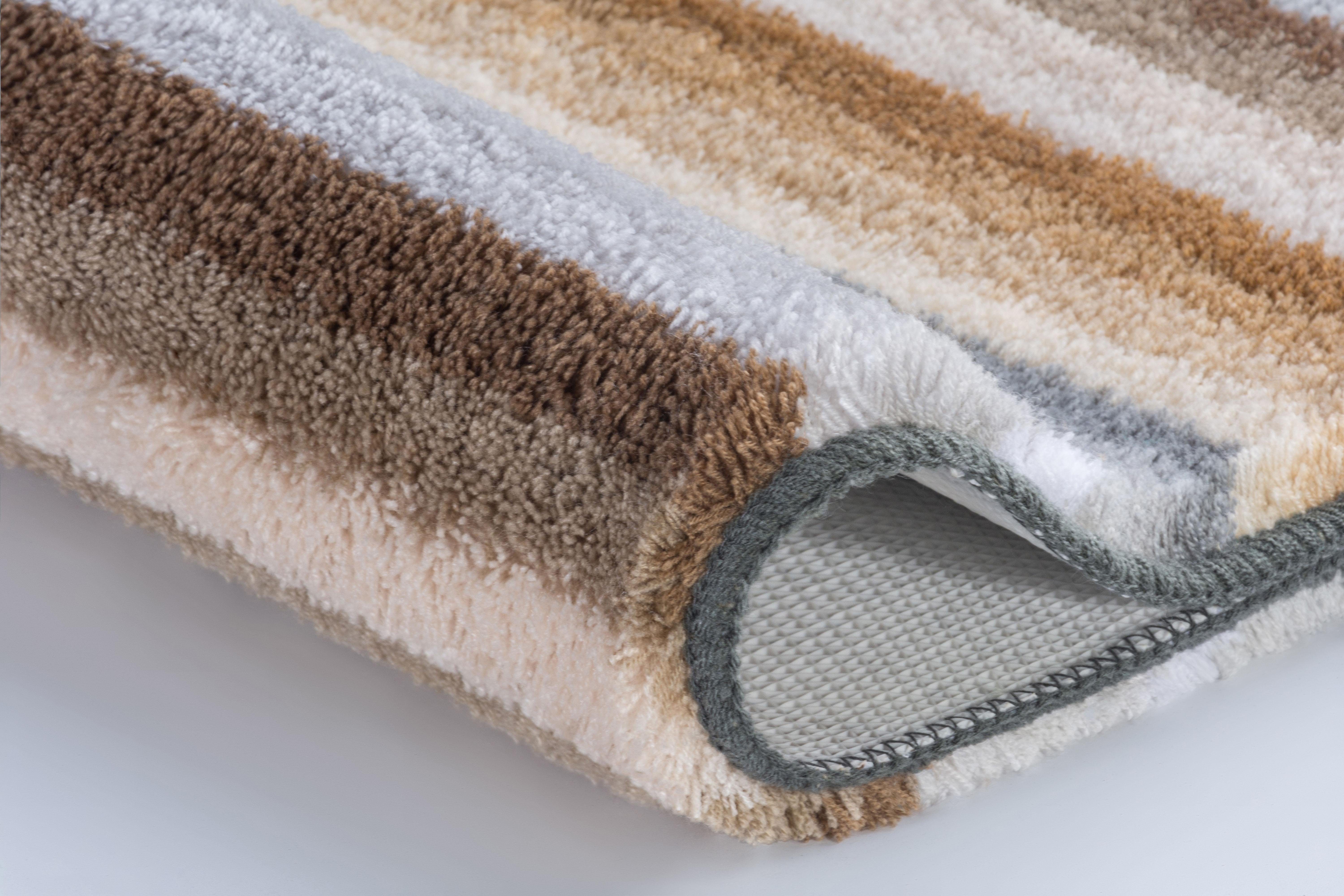 Kleine Wolke Badematte Funky, Höhe 18 mm, rutschhemmend beschichtet, fußbodenheizungsgeeignet, Kunstfaser, rechteckig, Badteppich, modernes Streifen Design, waschbar