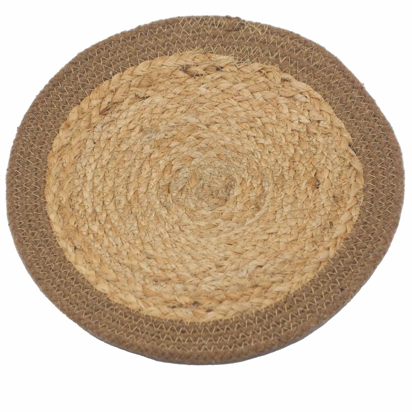 Gartentisch Natürliches Tischset - Jute & Baumwolle 30cm - Natürlicher-Rand