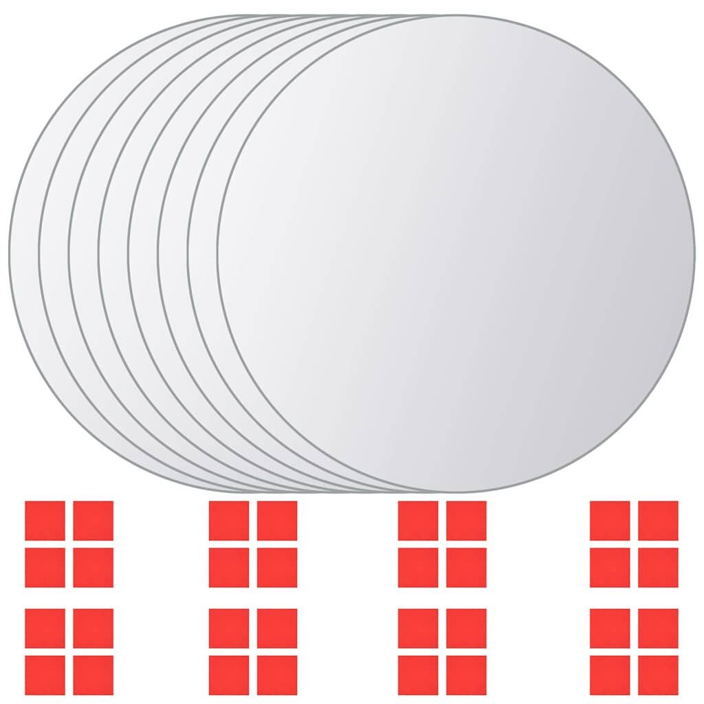 vidaXL Spiegelfliesen vidaXL 8-tlg. Spiegelfliesen-Set Rund Glas