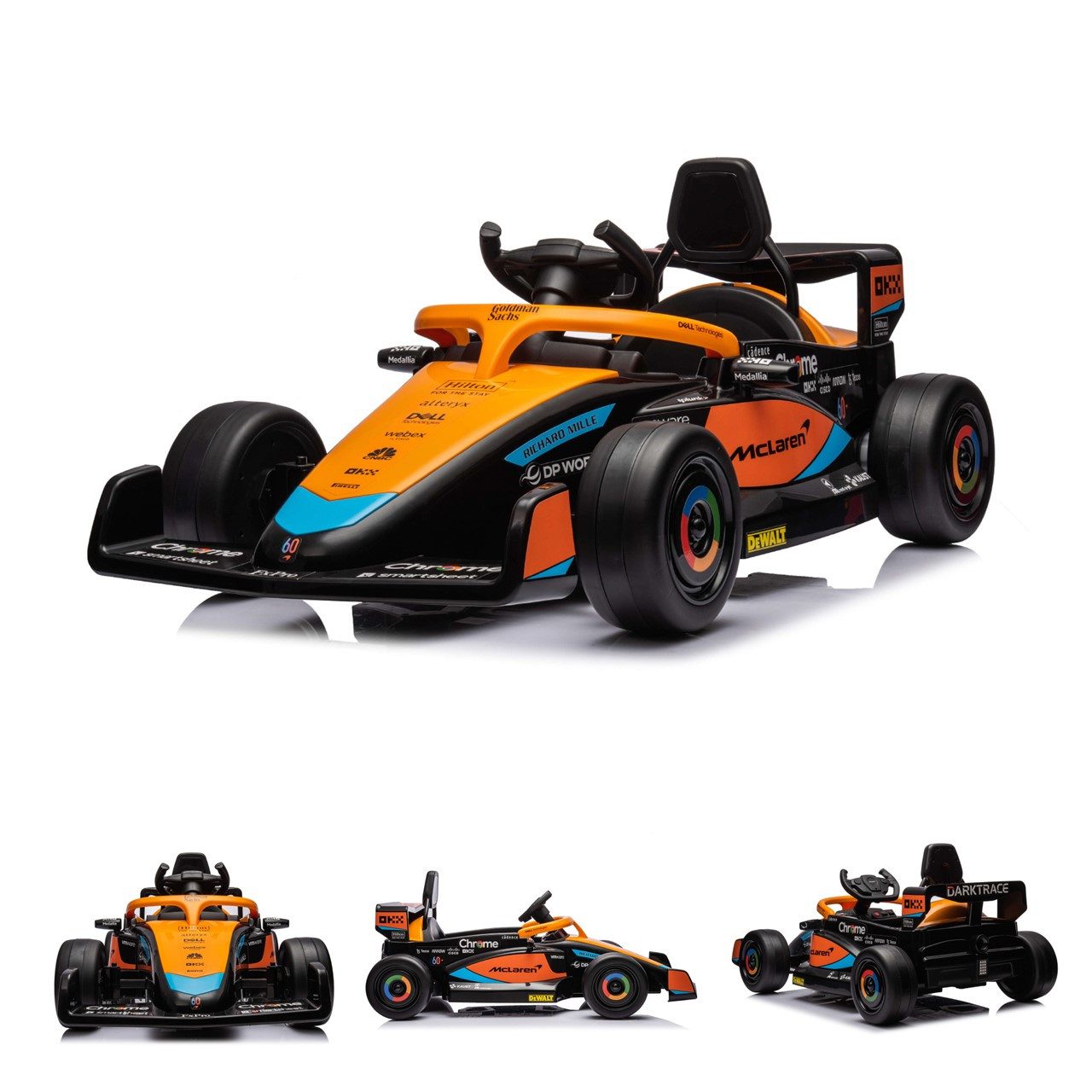 Chipolino Elektro-Kinderauto Elektroauto Formel 1 McLaren, Belastbarkeit 30 kg, Fernbedienung Gurt MP3-Anschluss
