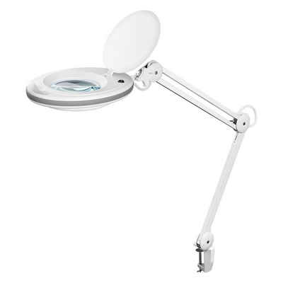 Goobay Lupenlampe 8 W LED-Lupenleuchte mit Klemme, SMD LED, kaltweiß, 6500 K, 1,75-fache Vergrößerung, 90° neigbar, 360° schwenkbar