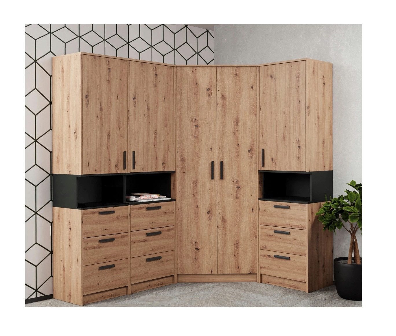 Marmex Möbel Garderoben-Set Grant Set 42 Mehrzweckschrank-Set Schlafzimmer-Set, (4-St), Schranktüren mit Soft-Close-Funktion