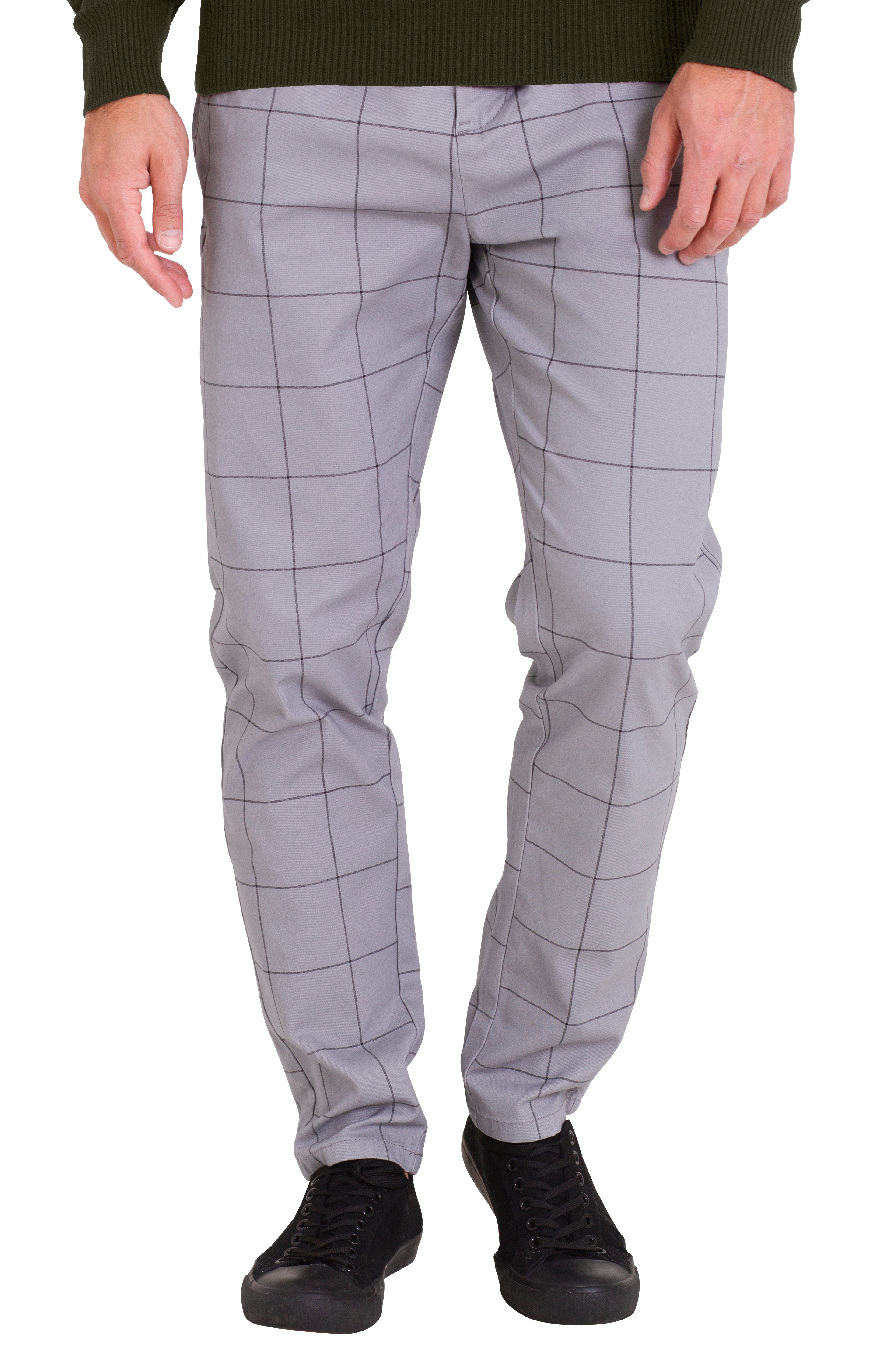 BlauerHafen Chinohose Herren Formaler Front sizes available Business 4 30''-38'' Check Office Hose Slim-Fit Full Pants 2 All Pockets(2 Back), Vintage Hellgrau