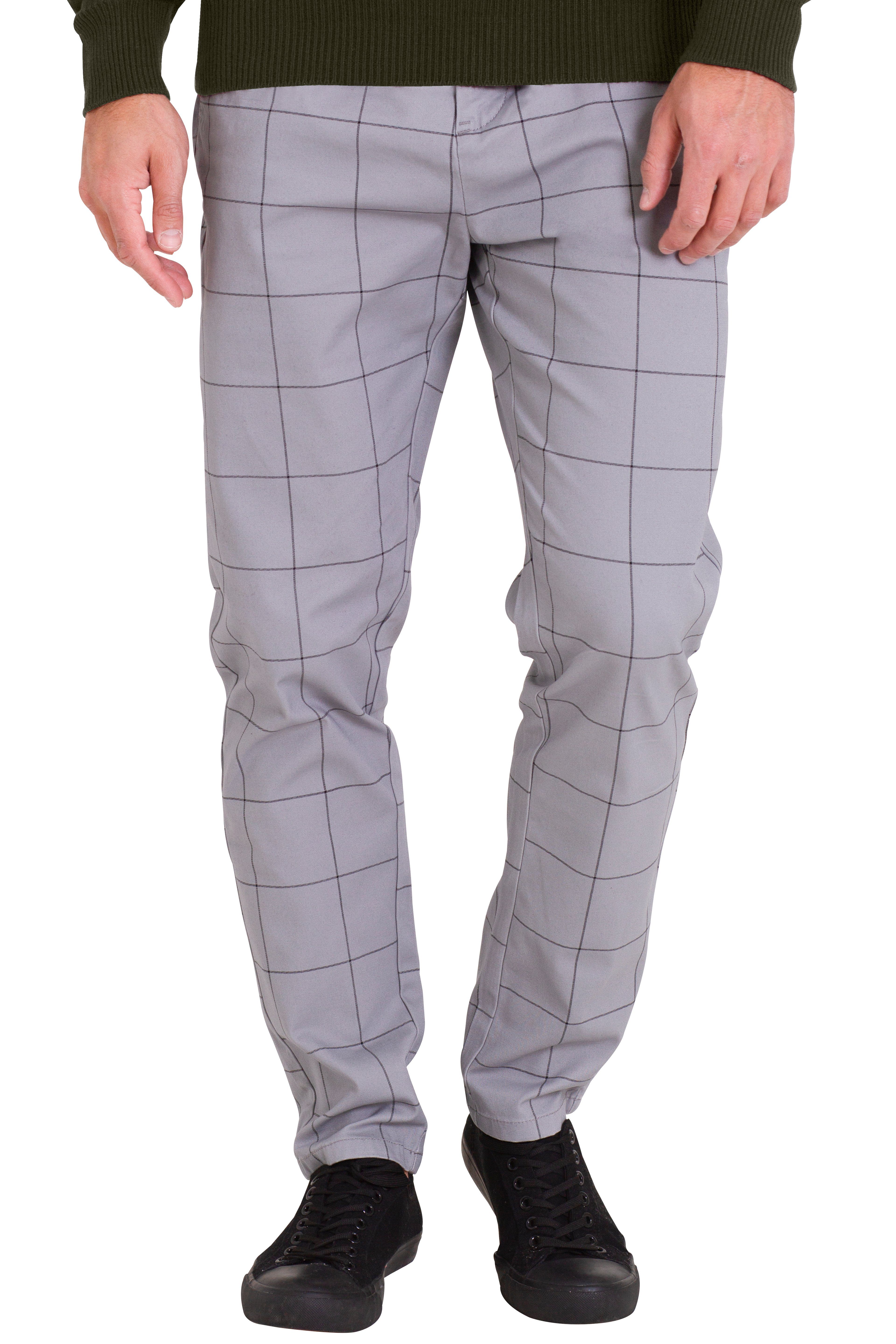 BlauerHafen Chinohose Herren Formaler Check Hose Slim-Fit Vintage Office Business Full Pants 4 Pockets(2 Front 2 Back), All sizes available 30''-38''