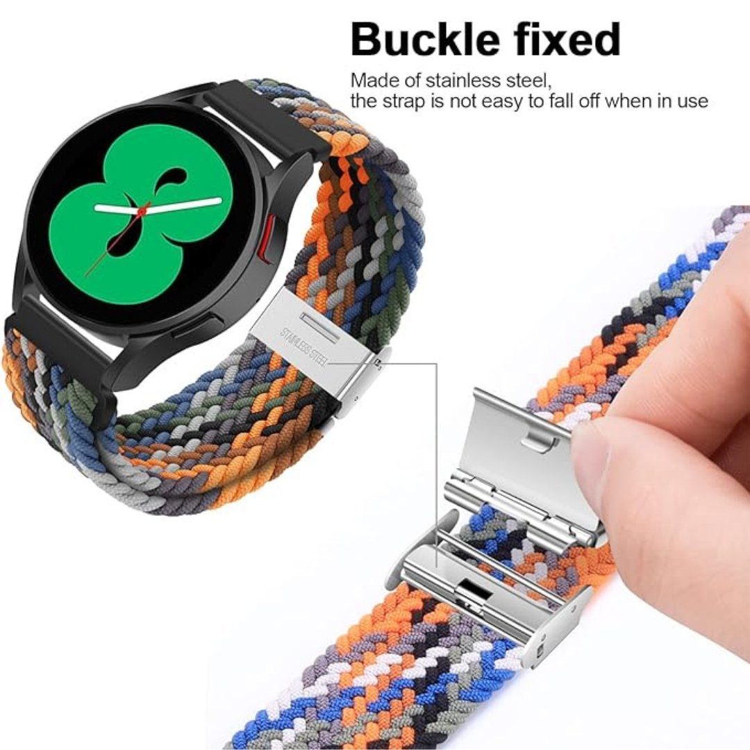 SmartUP für Armband Schwarz Uhrenarmband Magnetverschluss Gear 4 5 mit #9 Galaxy Samsung Watch Pro Tricolor 6 Geflochtenes verstellbaren Uhrenarmband Classic,