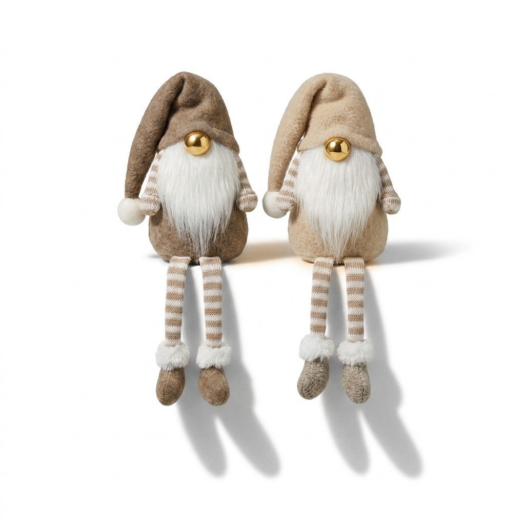 Home-trends24.de Wichtel Kantenhocker Plüsch Wichtel Goldnase Deko Figur Weihnachten 2er Set (2 St)