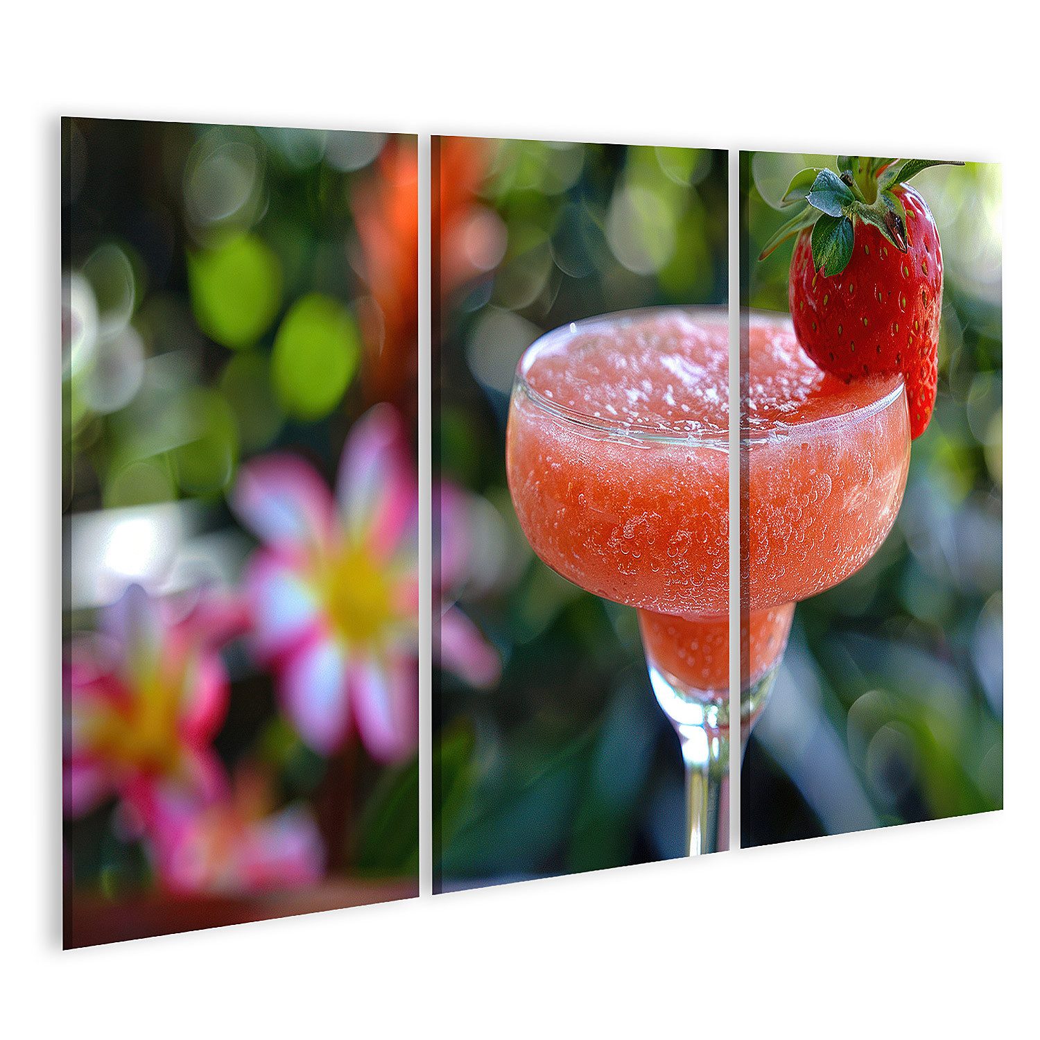 islandburner Leinwandbild Erdbeer-Daiquiri Wandbild: Lebendige Erdbeeren, Rum, L — Empfehlung für Zesty Marinade für