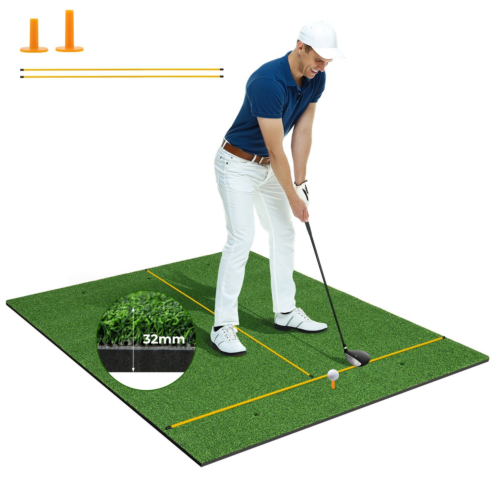 COSTWAY Golf-Abschlagmatte Übungsmatte, mit 2 Golf-Tees