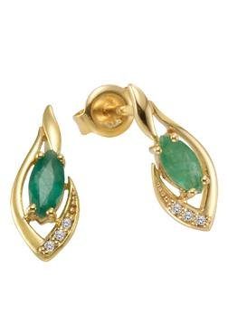 Firetti Paar Ohrstecker Schmuck Geschenk Gold 375 Ohrschmuck Farbstein Edelstein Smaragd, mit Smaragd, Weißtopas