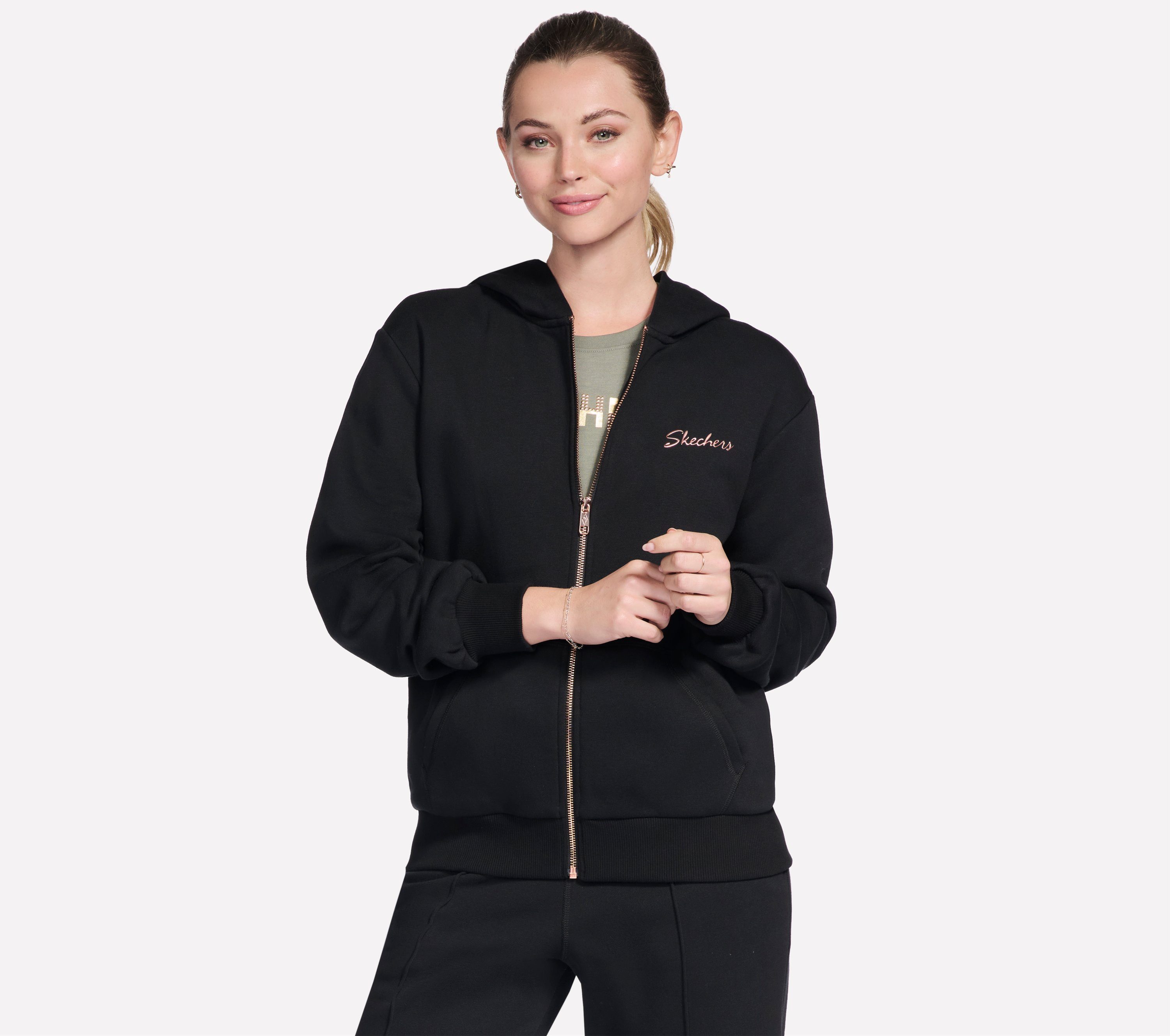 Skechers Trainingsjacke SKECH-SWEATS SIGNATURE FZ HOODIE mit Kapuze, aus Baumwolle und Polyester