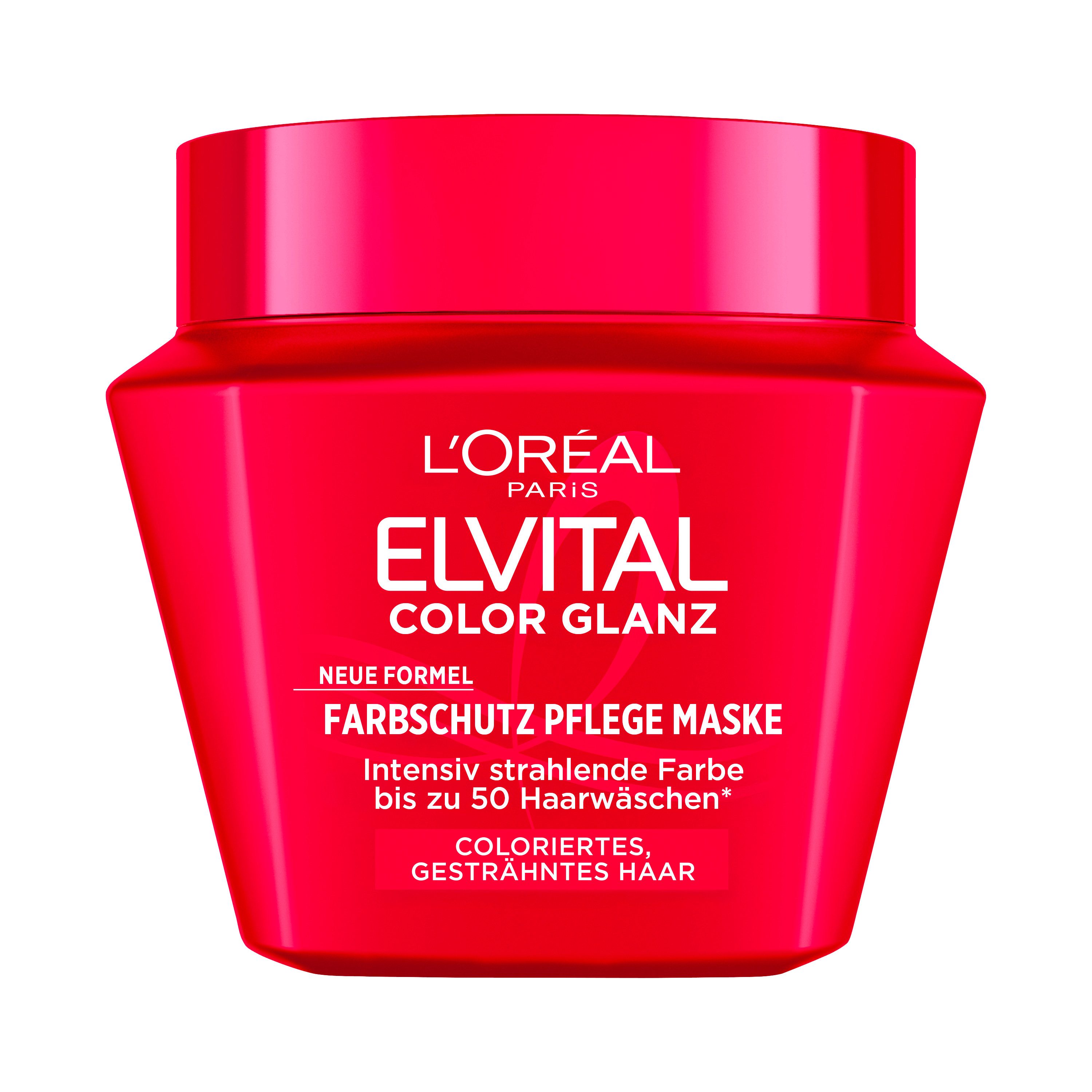 L'ORÉAL PARIS Haarmaske ELVITAL COLOR GLANZ MASKE, für coloriertes, gesträhntes Haar