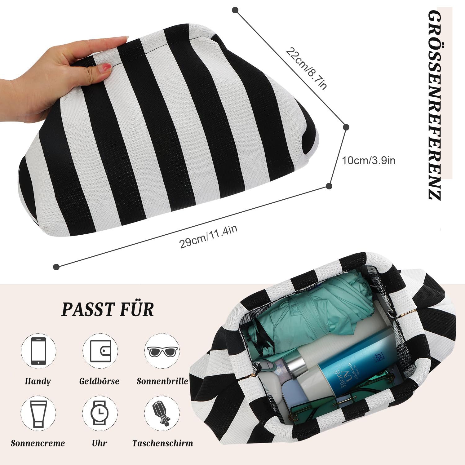 Coonoor Abendtasche Damen Dumpling Clutch, bunte Wolken-Abendtasche, Streif günstig online kaufen