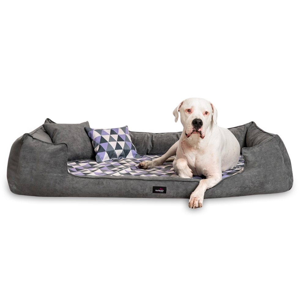 tierlando® Tierbett Orthopädisches Hundebett VELVET Samt Velours Dreiecke geometrisch