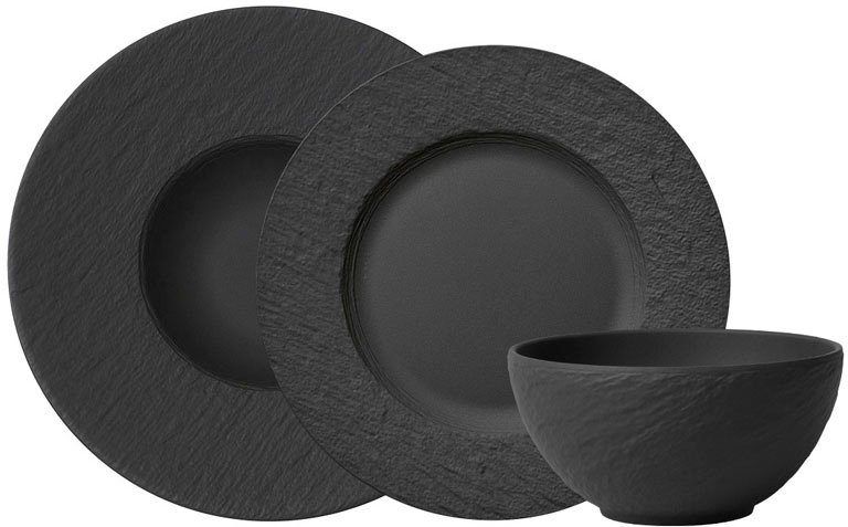 Villeroy & Boch Geschirr-Set Manufacture Rock blanc (6-tlg), 2 Personen, Fine China-Porzellan, Made in Germany, Fine China Porzellan